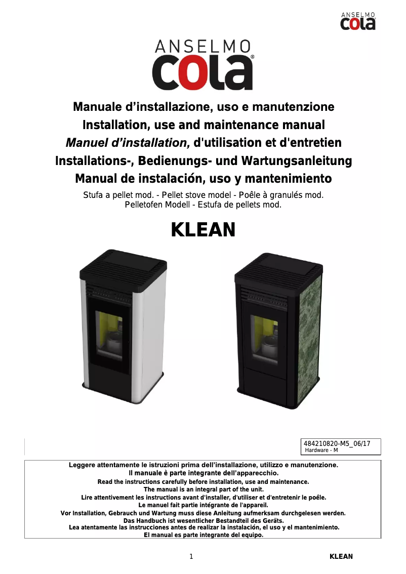 Page n°1 - Manuel utilisateur Cola Klean