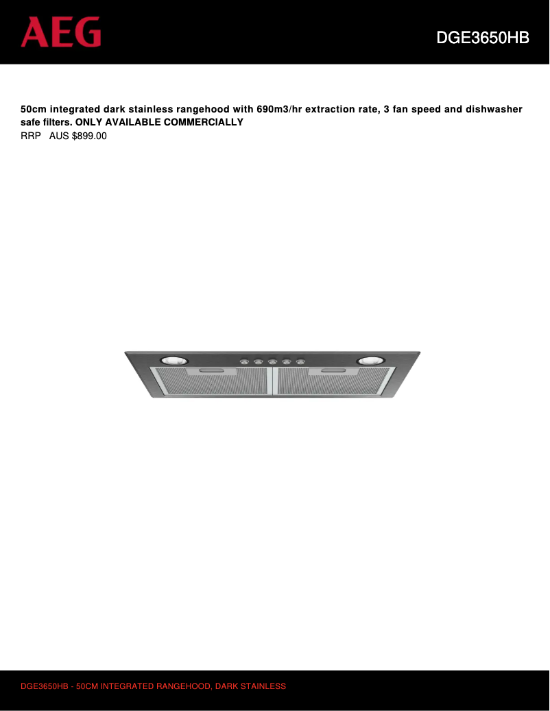 Página 1 del manual Ficha técnica AEG DGE3650HB
