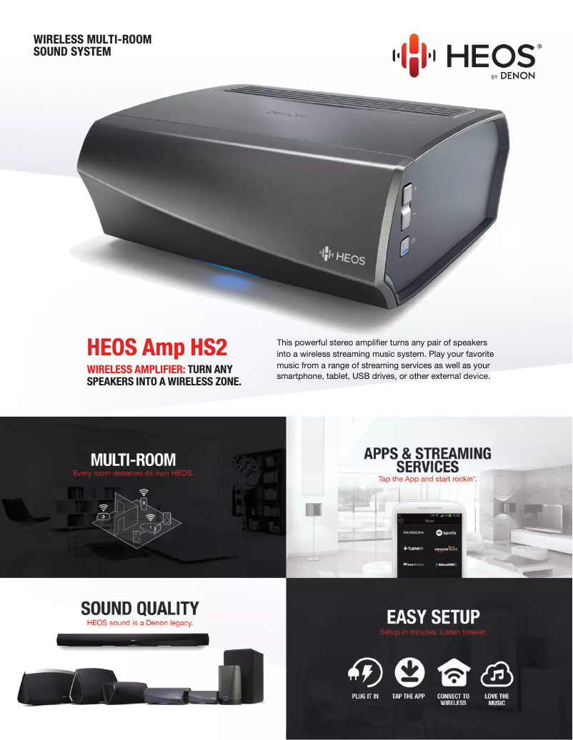 Page 1 de la notice Fiche technique Denon HEOS HS2