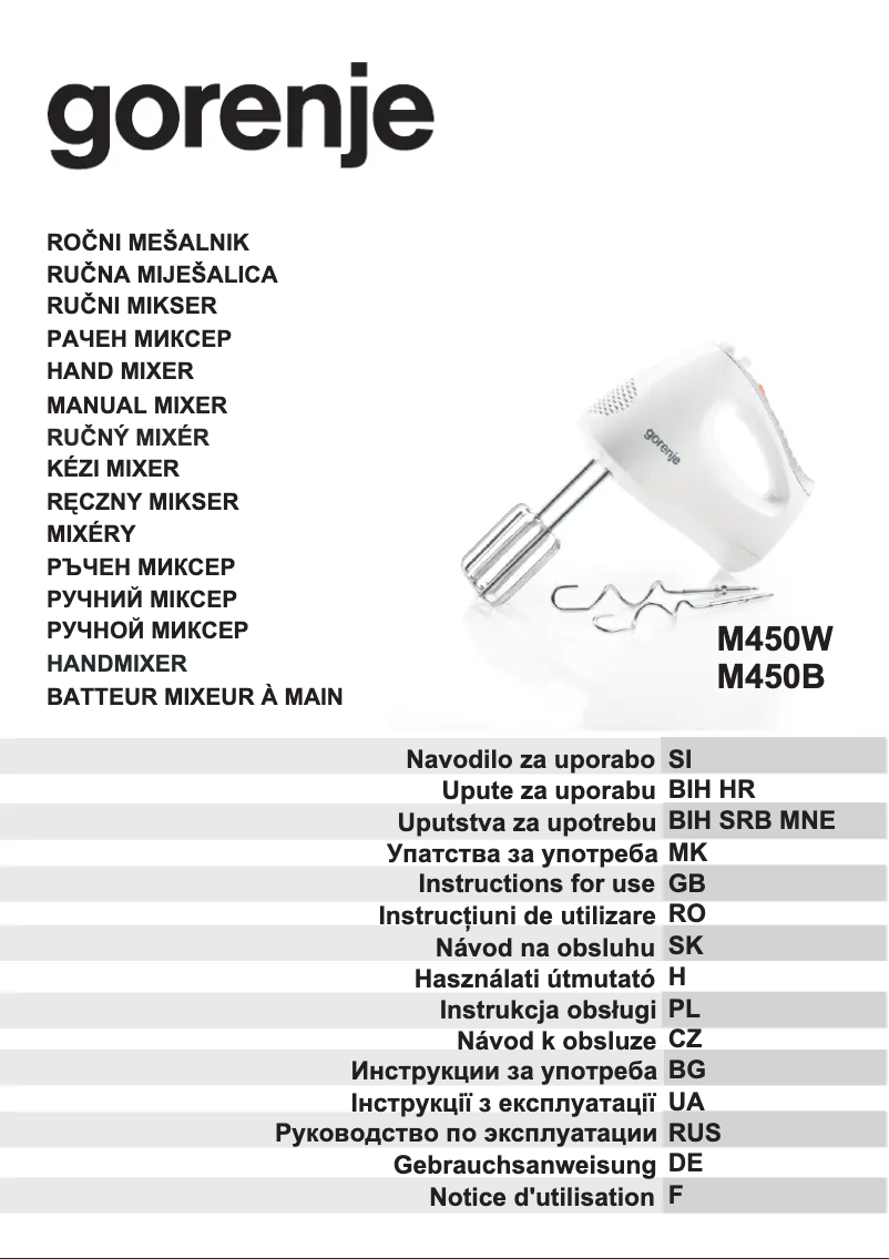 Page 1 de la notice Manuel utilisateur Gorenje M450B