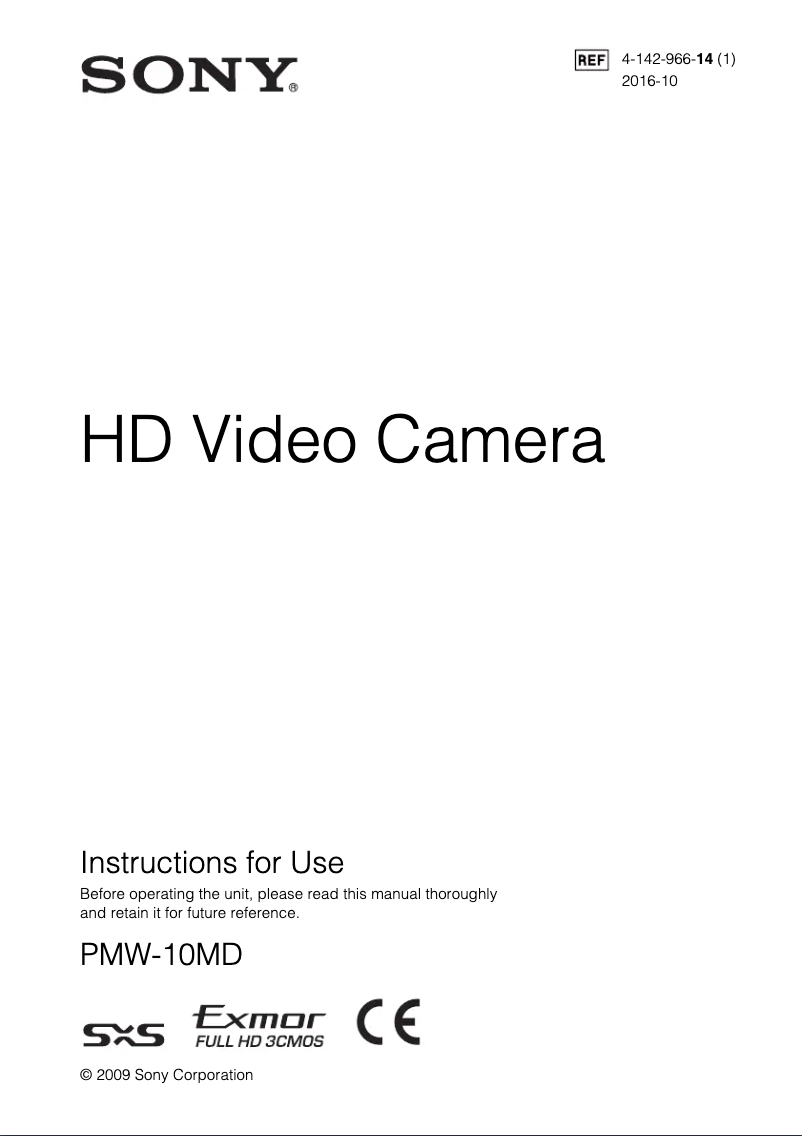 Página 1 del manual Manual de usuario Sony PMW-10MD