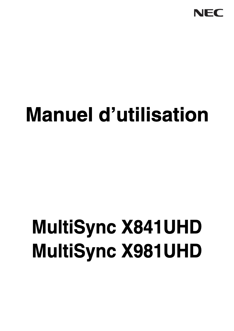 Imagen de la primera página del manual del dispositivo MultiSync X841UHD