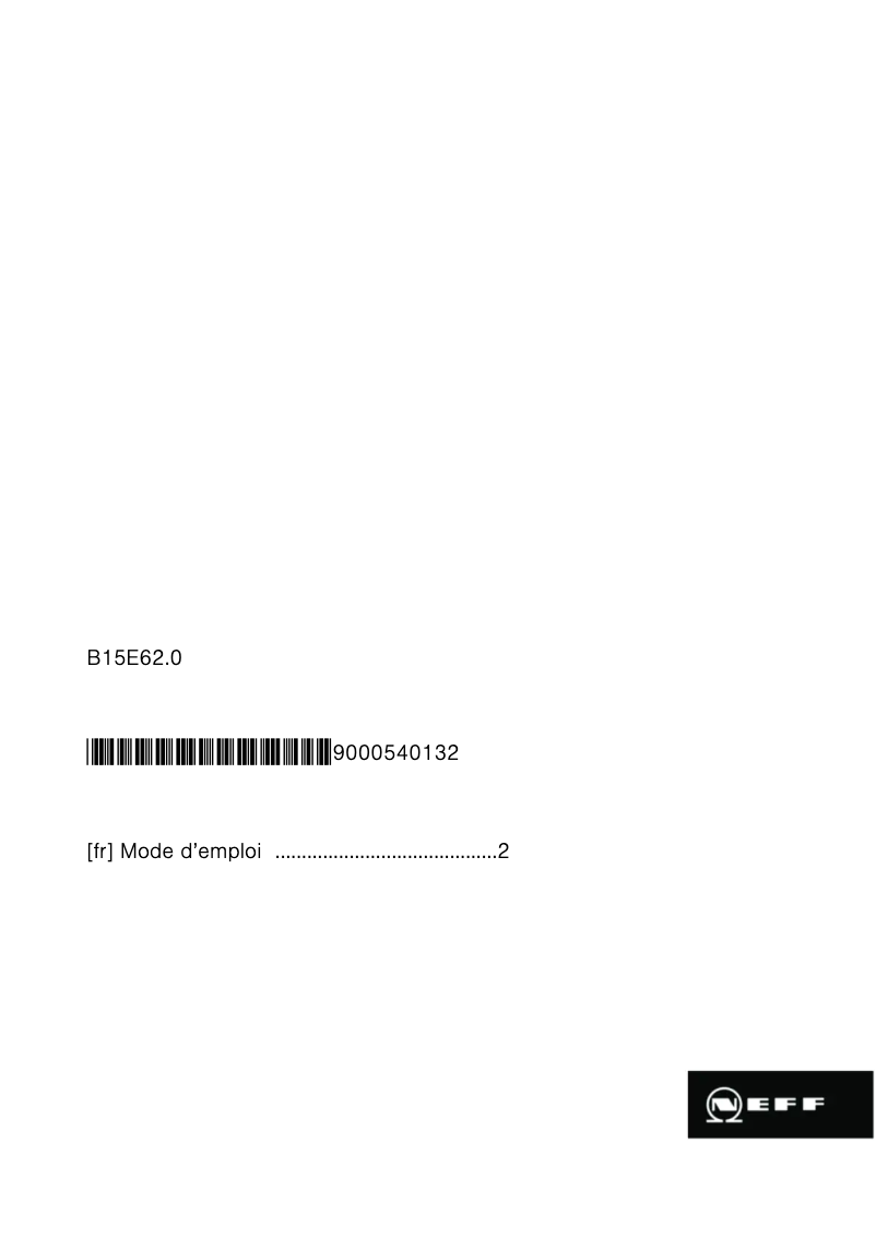 Page 1 de la notice Manuel utilisateur Neff B15E62N0