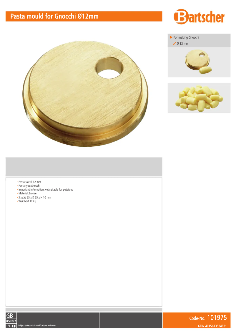 Page n°1 - Manuel utilisateur Bartscher 101975