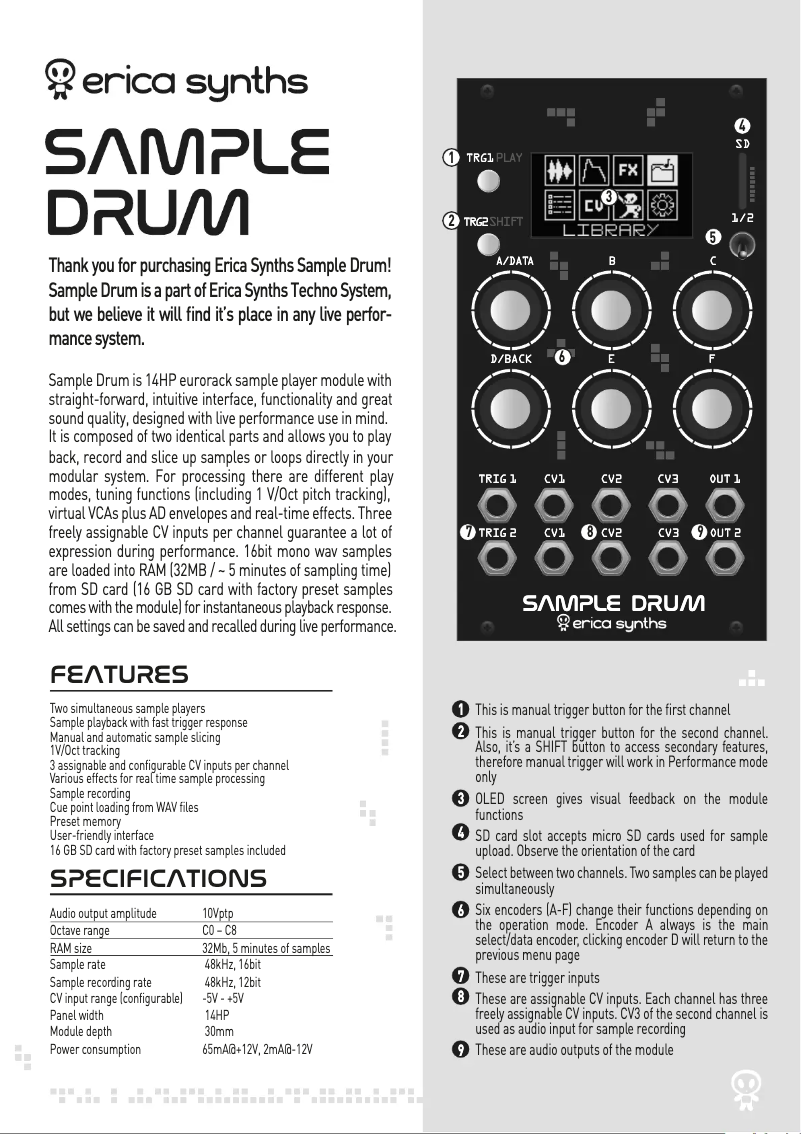 Image de la première page du manuel de l'appareil Sample Drum