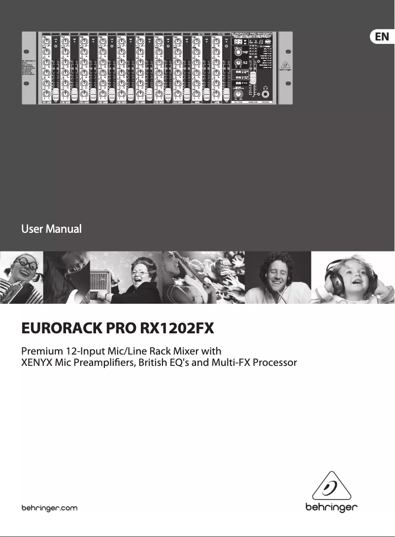 Page 1 of the manual User Manual Behringer Eurorack Pro RX1202FX