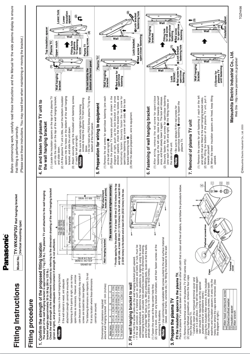 Page 1 de la notice Manuel utilisateur Panasonic TY-WK42PV3U