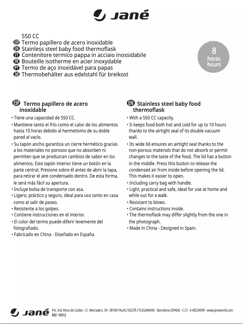 Imagen de la primera página del manual del dispositivo 550 CC