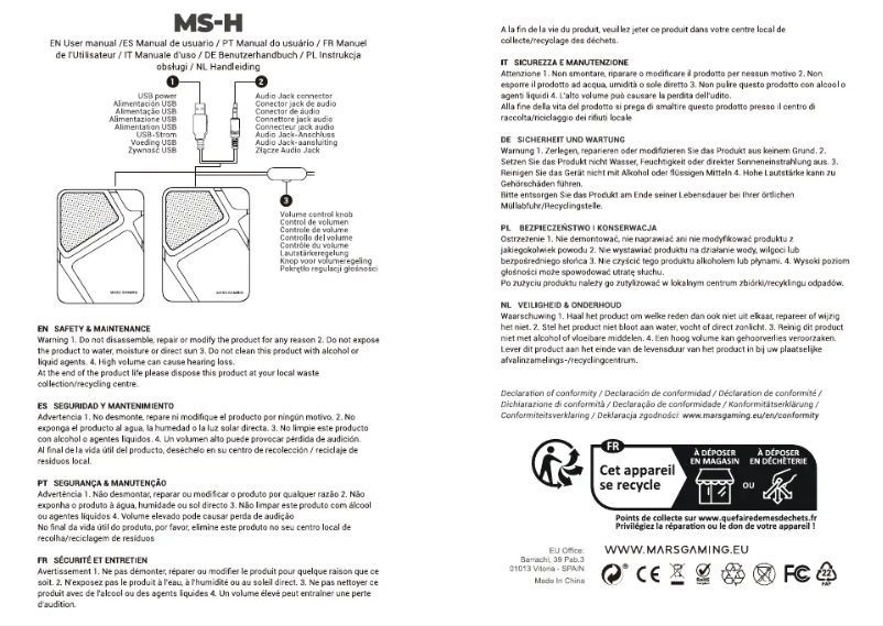 Page n°1 - Manuel utilisateur Mars Gaming MS-H