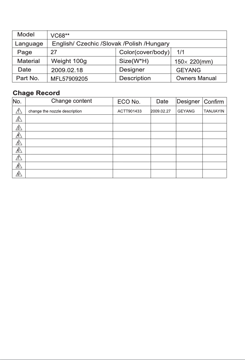 Página 1 del manual Manual de usuario LG VC6818NRTQ