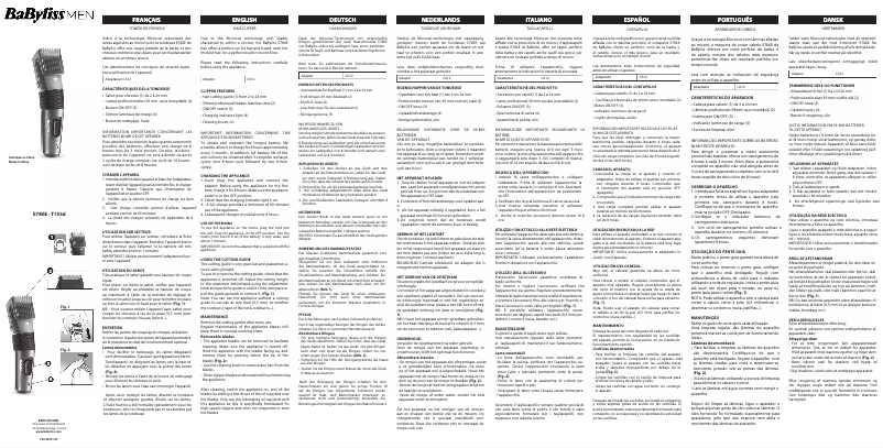 Page n°1 - Manuel utilisateur BaByliss E786E