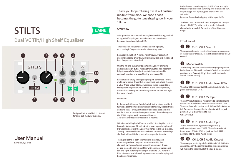 Image de la première page du manuel de l'appareil STILTS