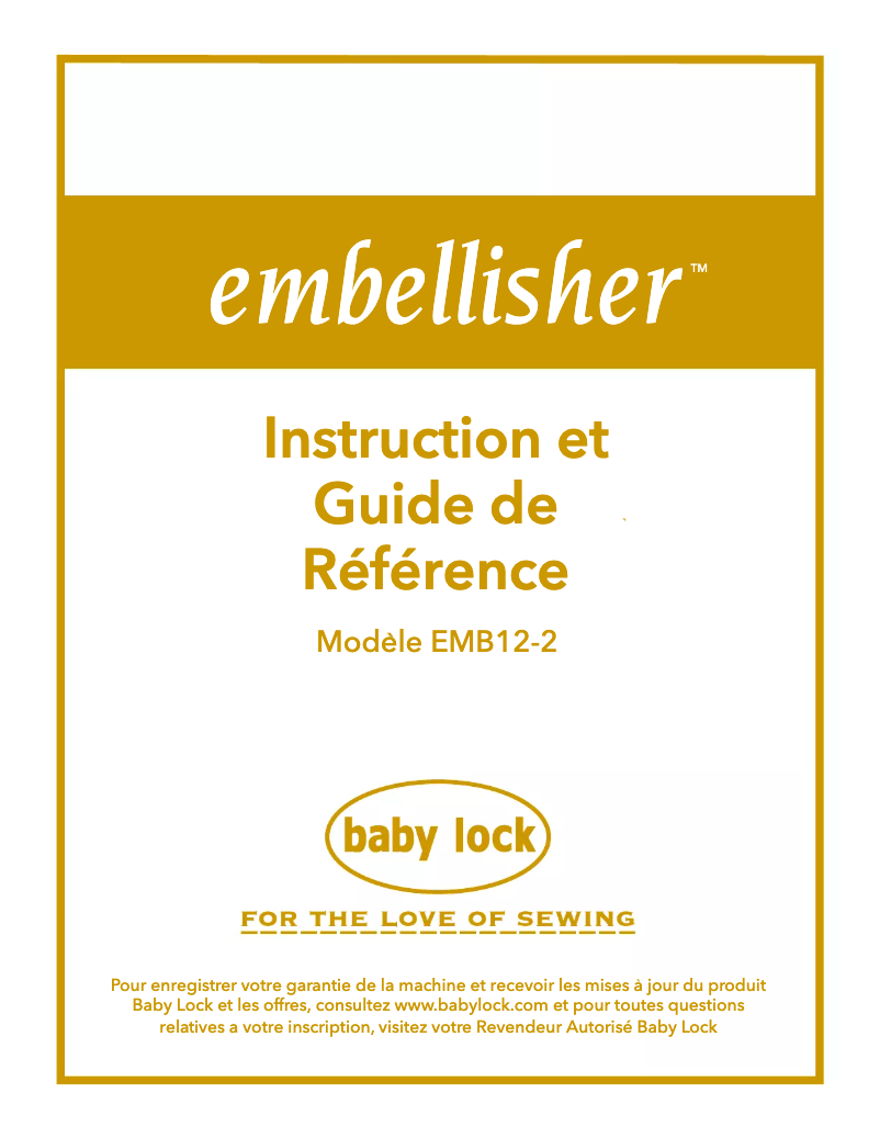 Page 1 de la notice Manuel utilisateur Baby Lock Embellisher