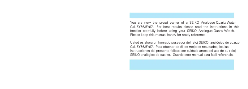 Page 1 de la notice Manuel utilisateur Seiko 5Y66