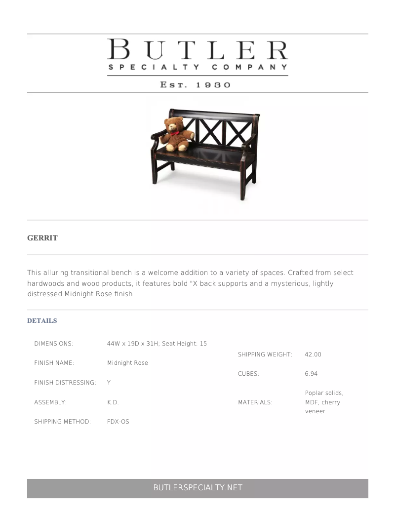 Page 1 de la notice Manuel utilisateur Butler Gerrit 5048250