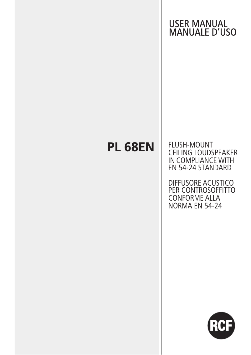 Page 1 de la notice Manuel utilisateur RCF PL 68EN