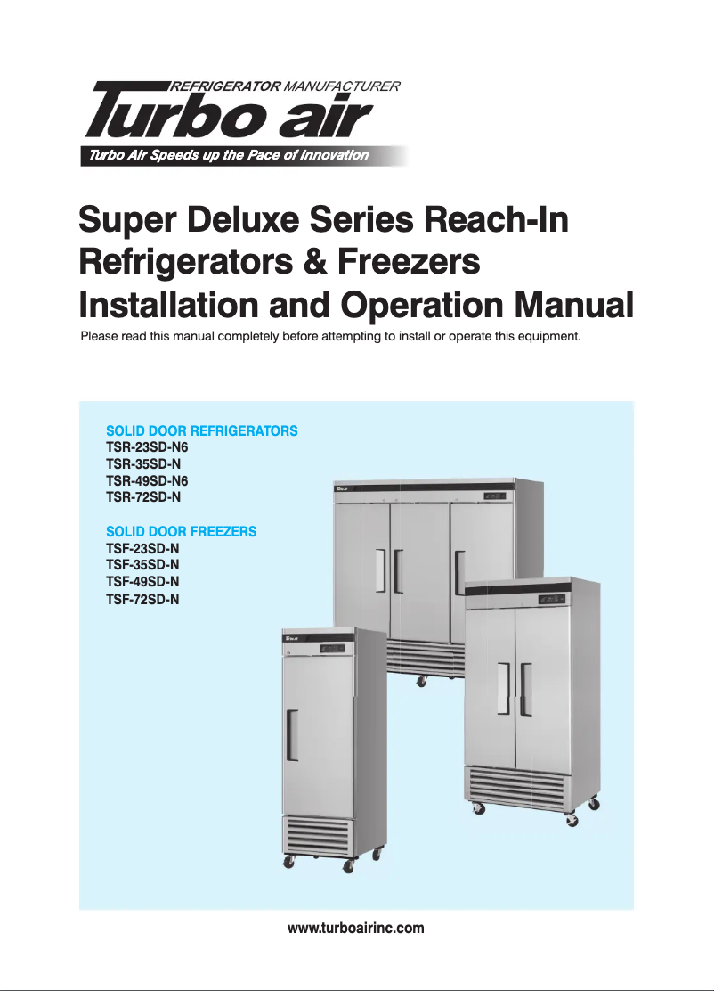 Page 1 de la notice Manuel utilisateur Turbo air TSR-35SD-N6
