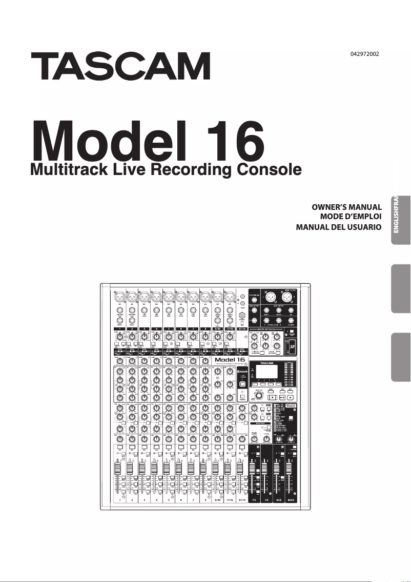 Page n°1 - Manuel utilisateur Tascam Model 16