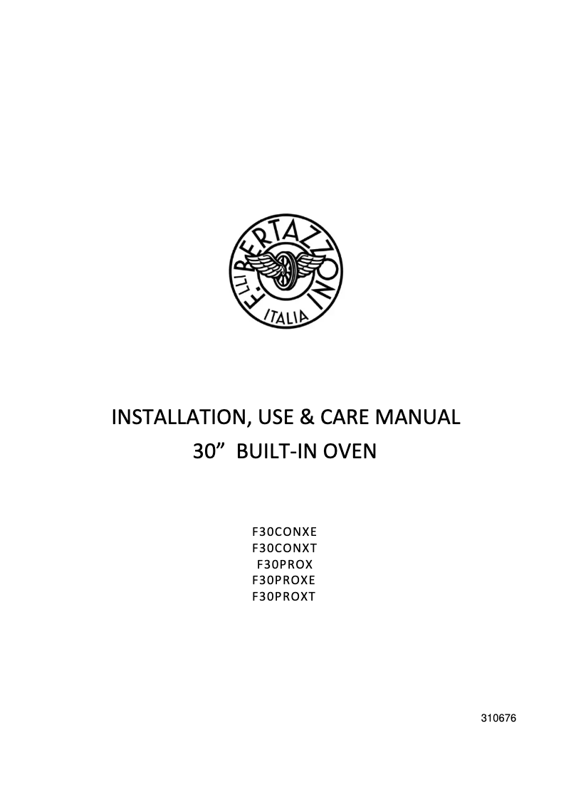 Page 1 de la notice Manuel utilisateur Bertazzoni F30PROX