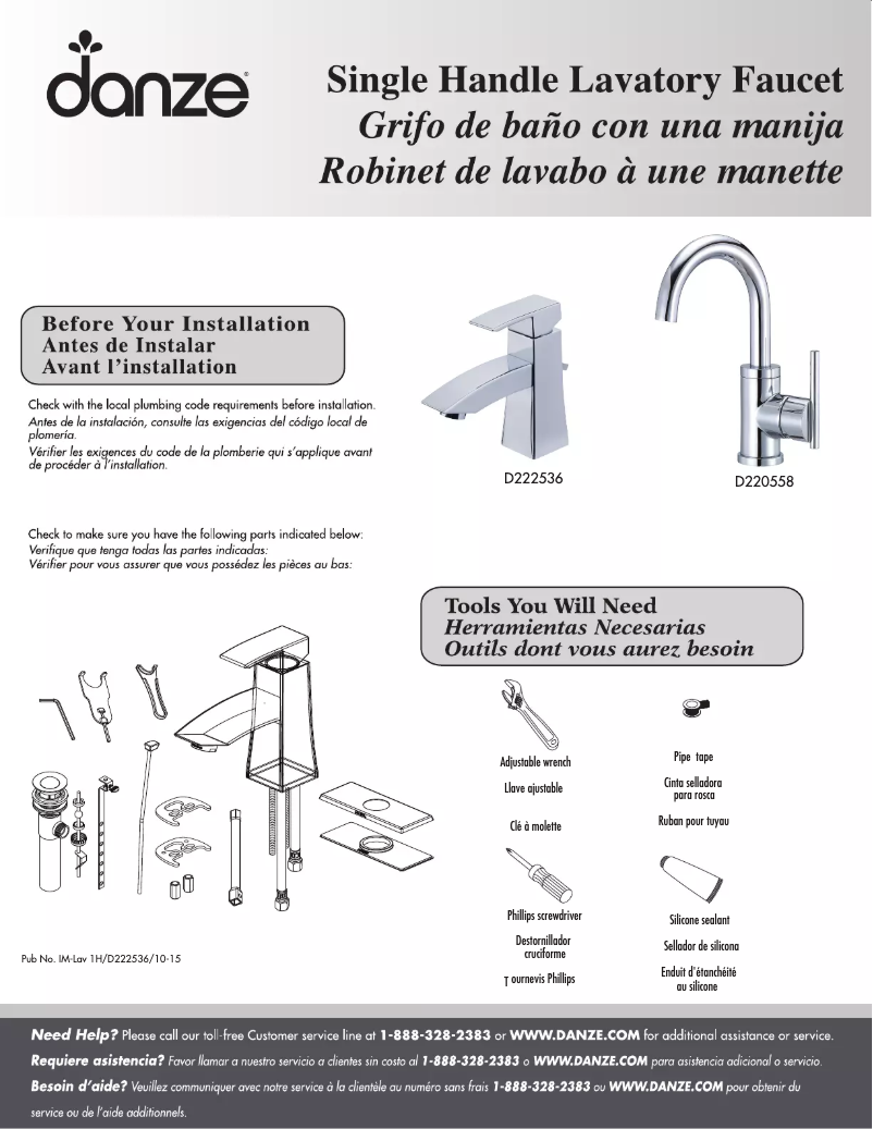 Page n°1 - Manuel utilisateur Danze D222536