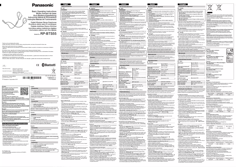 Page n°1 - Manuel utilisateur Panasonic RP-BTS55