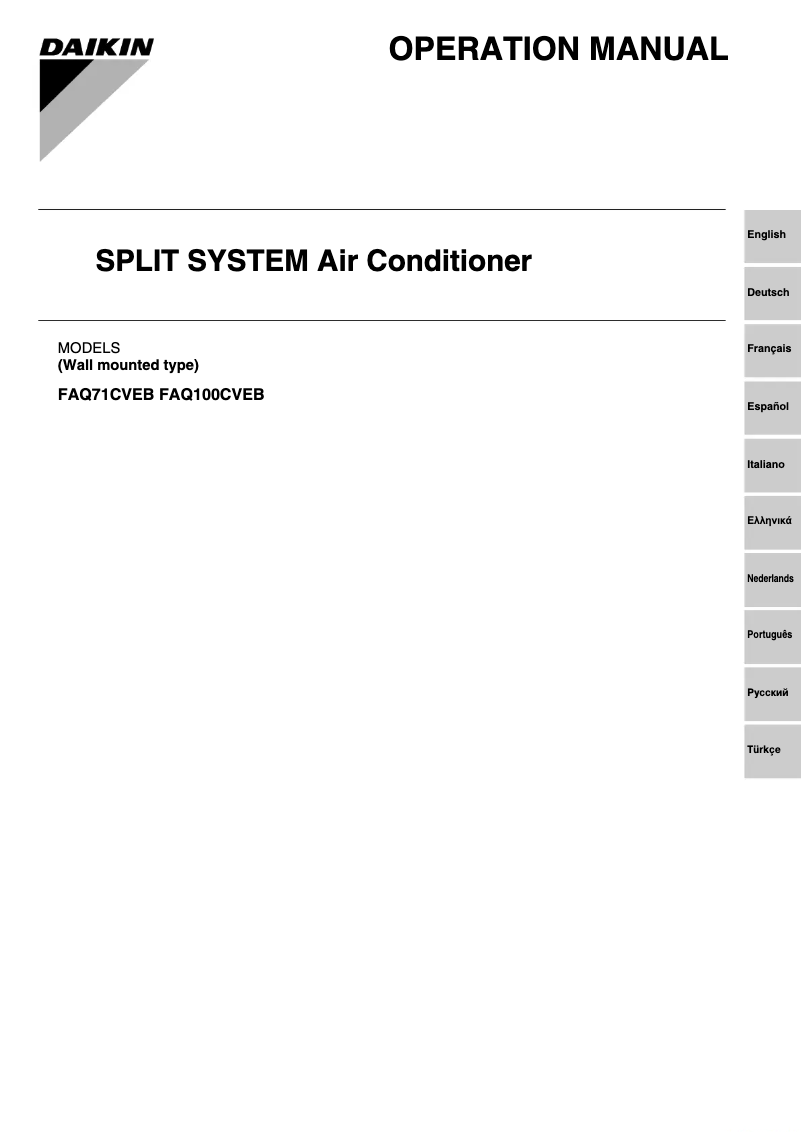 Image de la première page du manuel de l'appareil FAQ71CVEB9