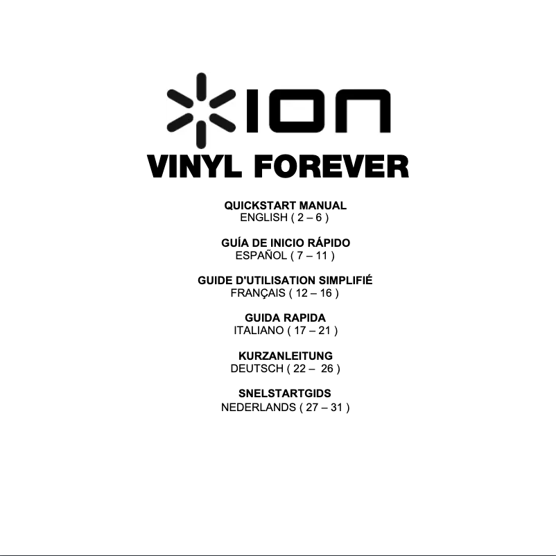 Page n°1 - Manuel utilisateur ION Vinyl Forever