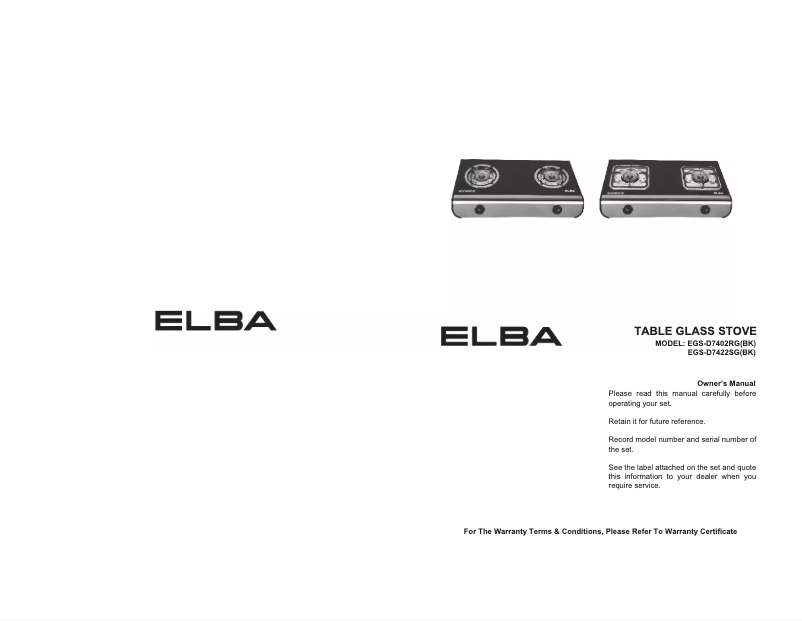 Image de la première page du manuel de l'appareil EGS-D7402RG(BK)