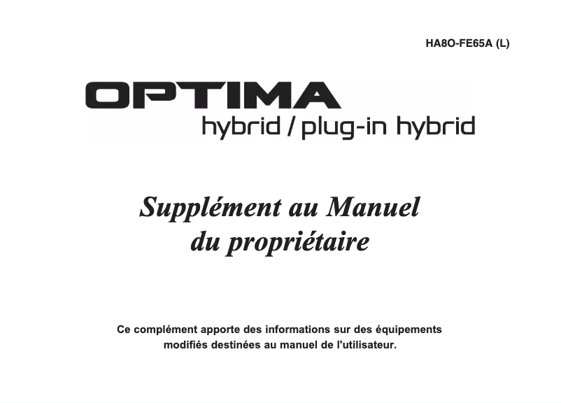 Page 1 de la notice Manuel utilisateur Kia Optima Plug-in Hybrid (2017)