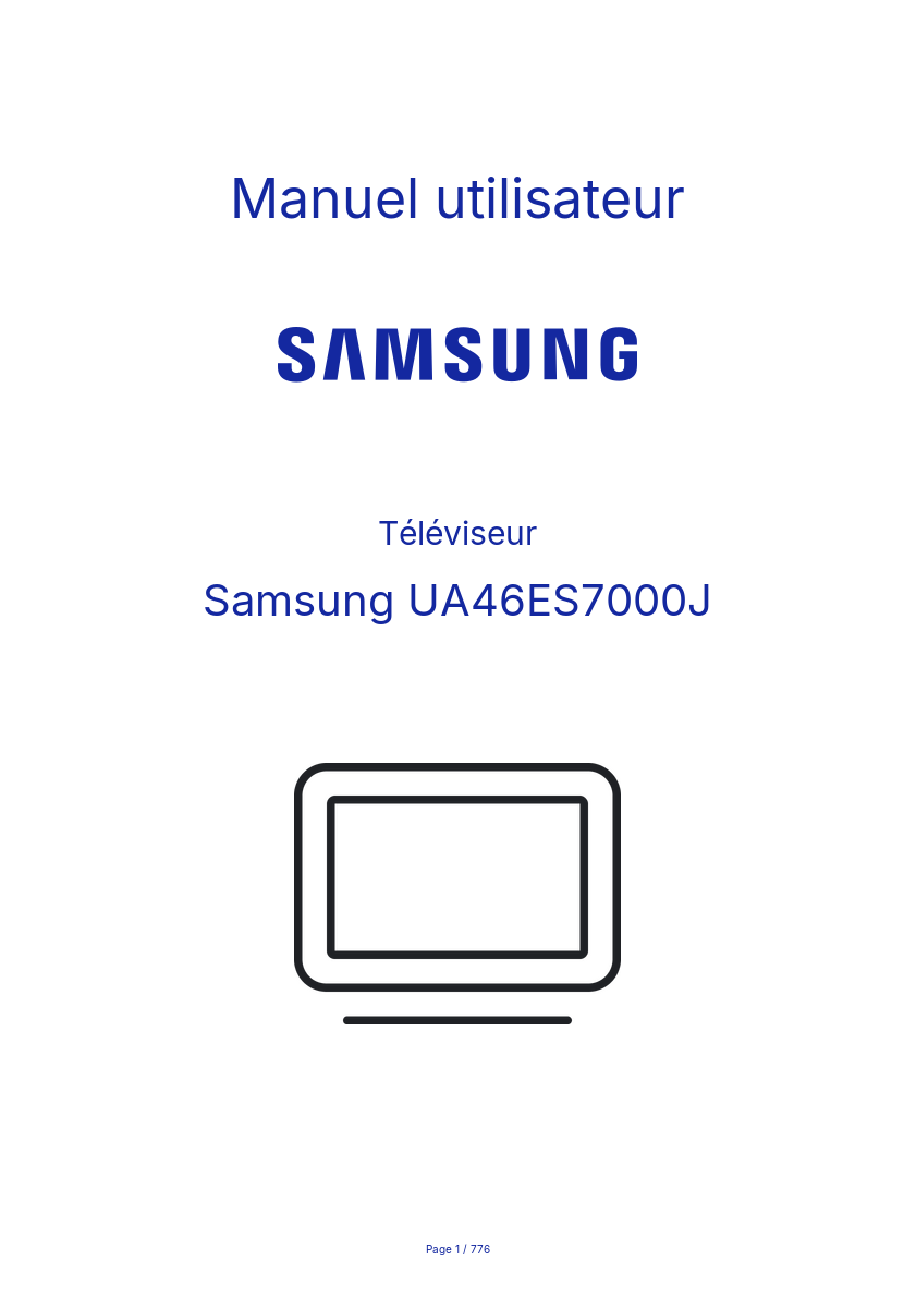 Page n°1 - Manuel utilisateur Samsung UA46ES7000J