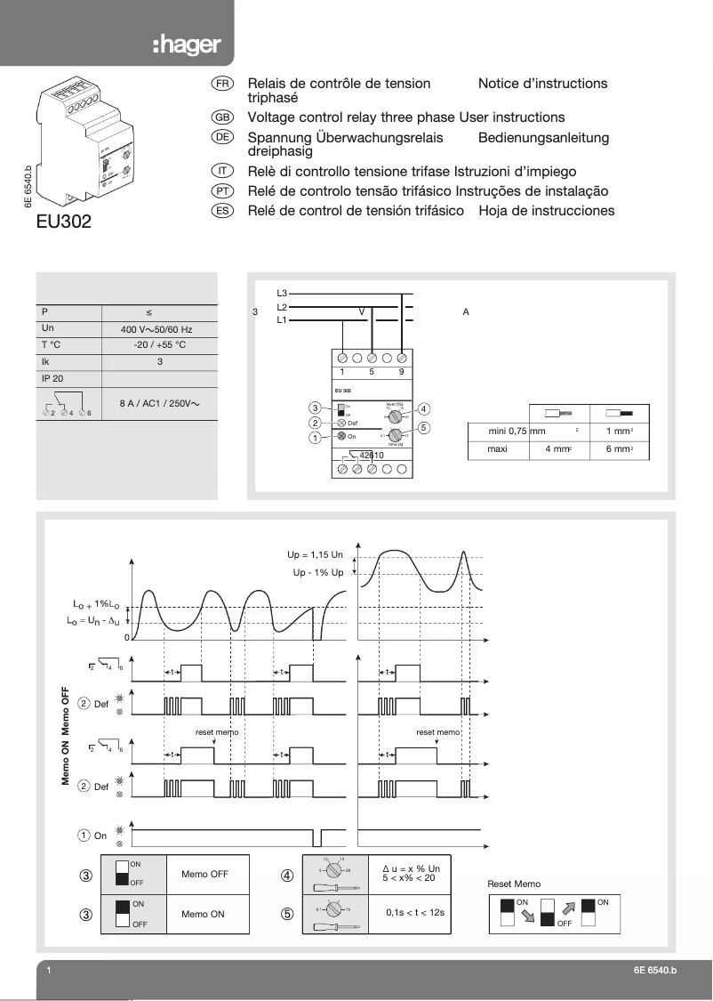Page n°1 - Manuel utilisateur Hager EU302