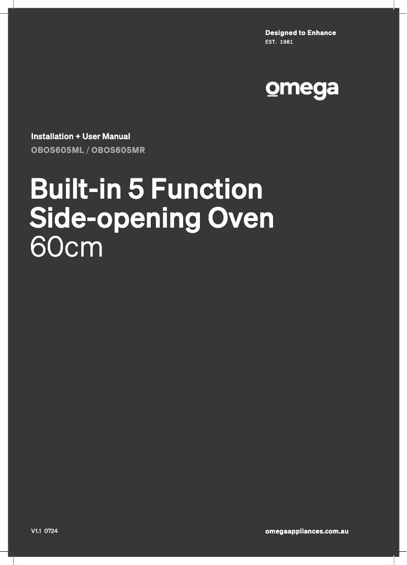 Page n°1 - Manuel utilisateur Omega OBOS605ML