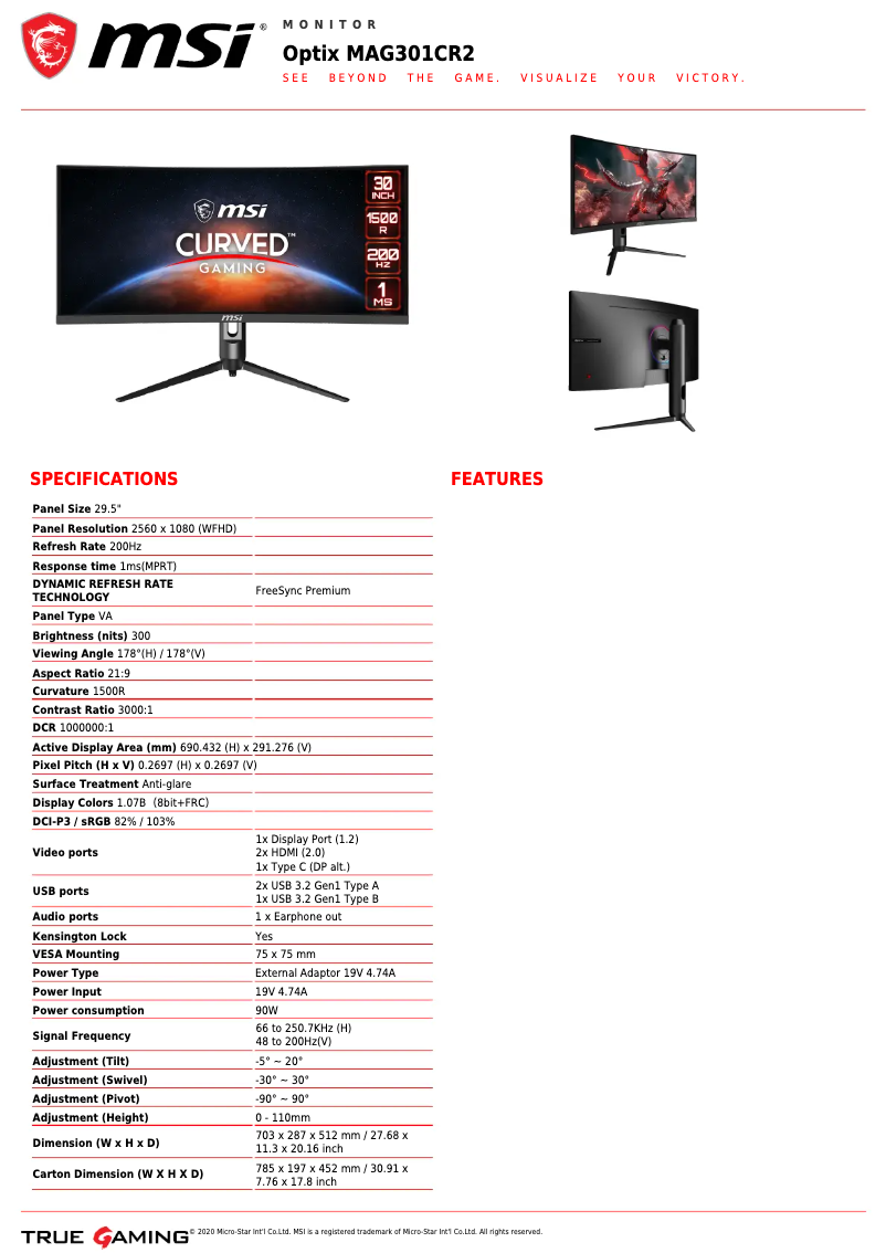 Image de la première page du manuel de l'appareil Optix MAG301CR2