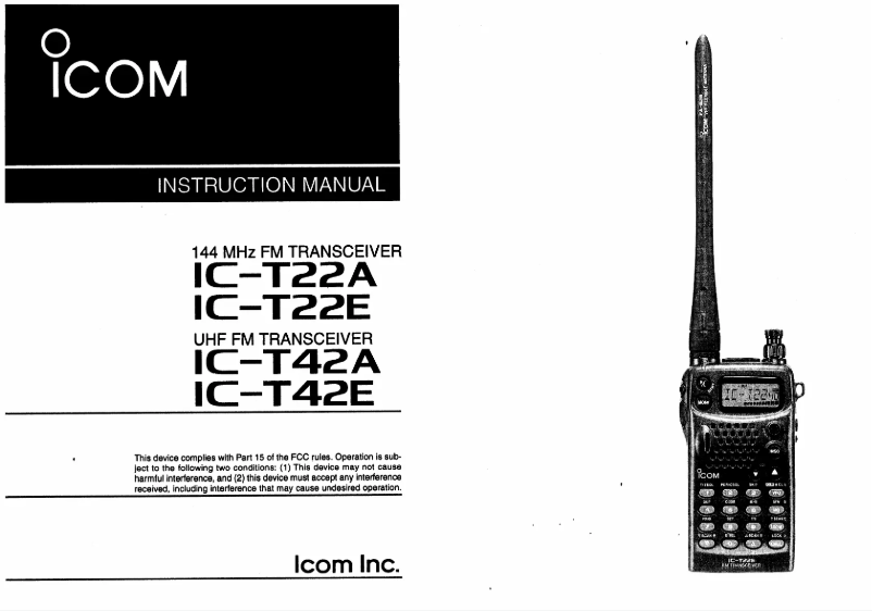 Page n°1 - Manuel utilisateur ICOM IC-T22A