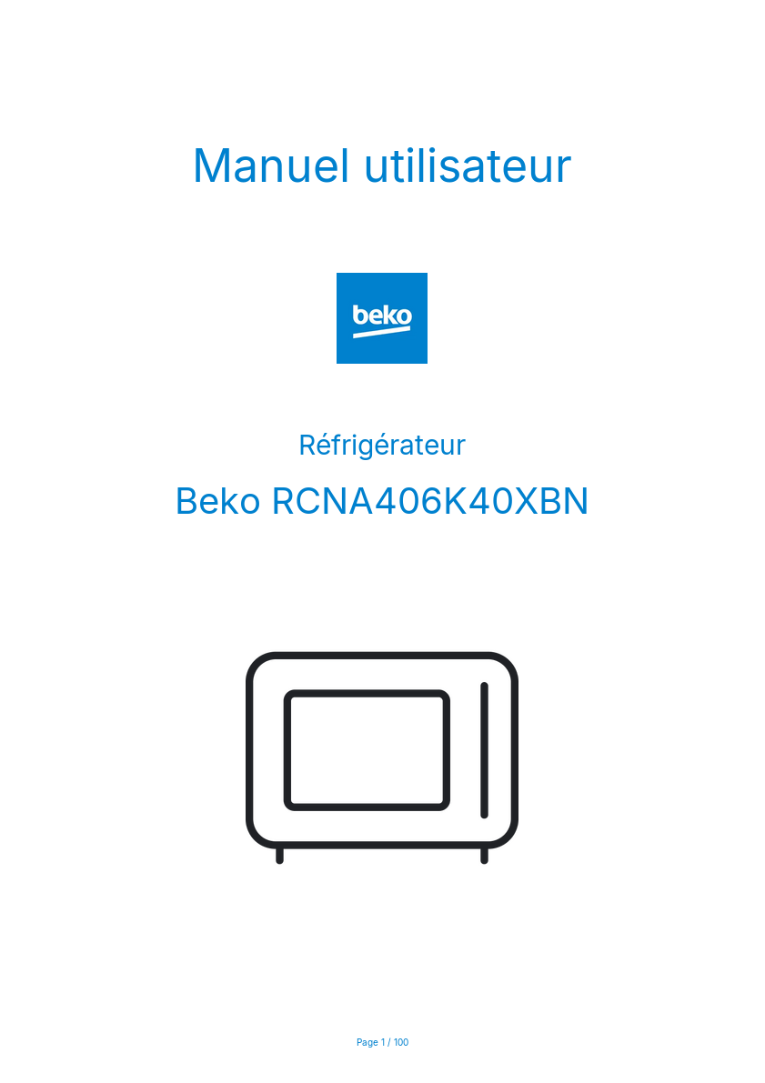 Page n°1 - Manuel utilisateur Beko RCNA406K40XBN