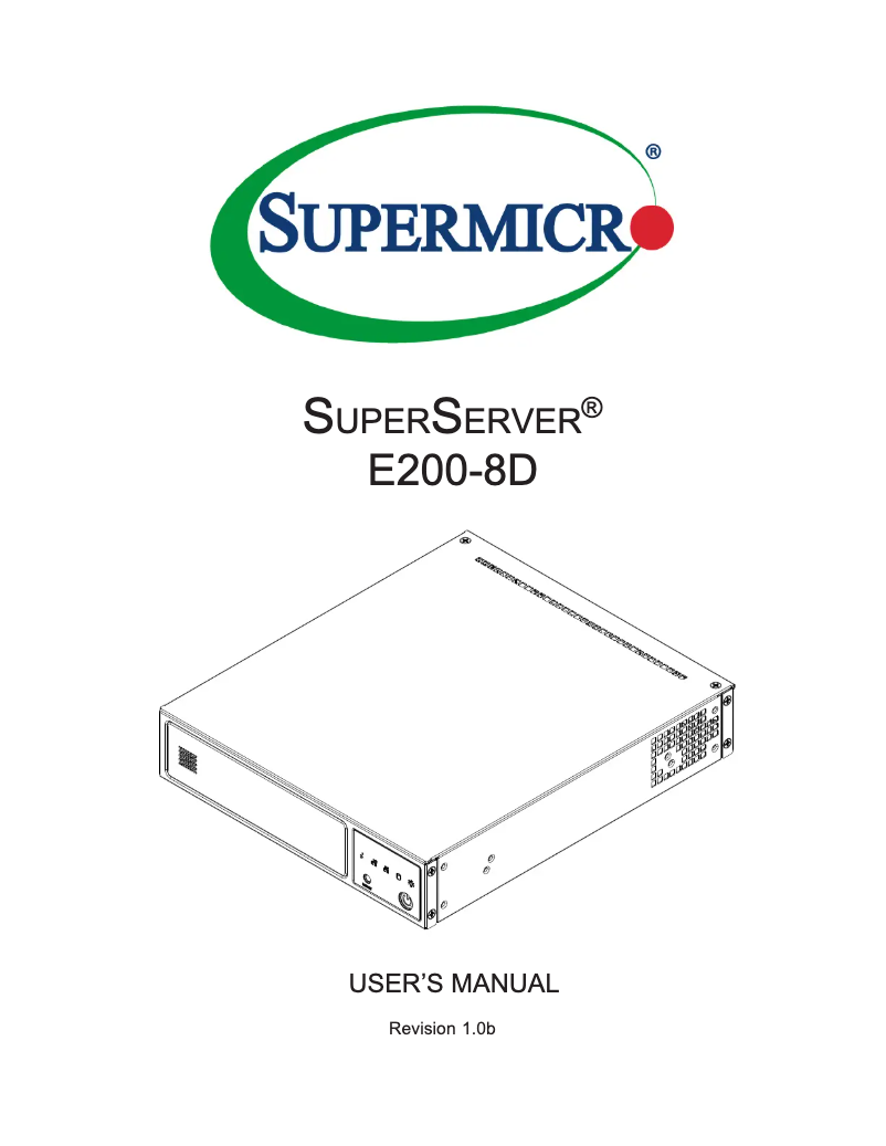 Page 1 de la notice Manuel utilisateur Supermicro SuperServer E200-8D