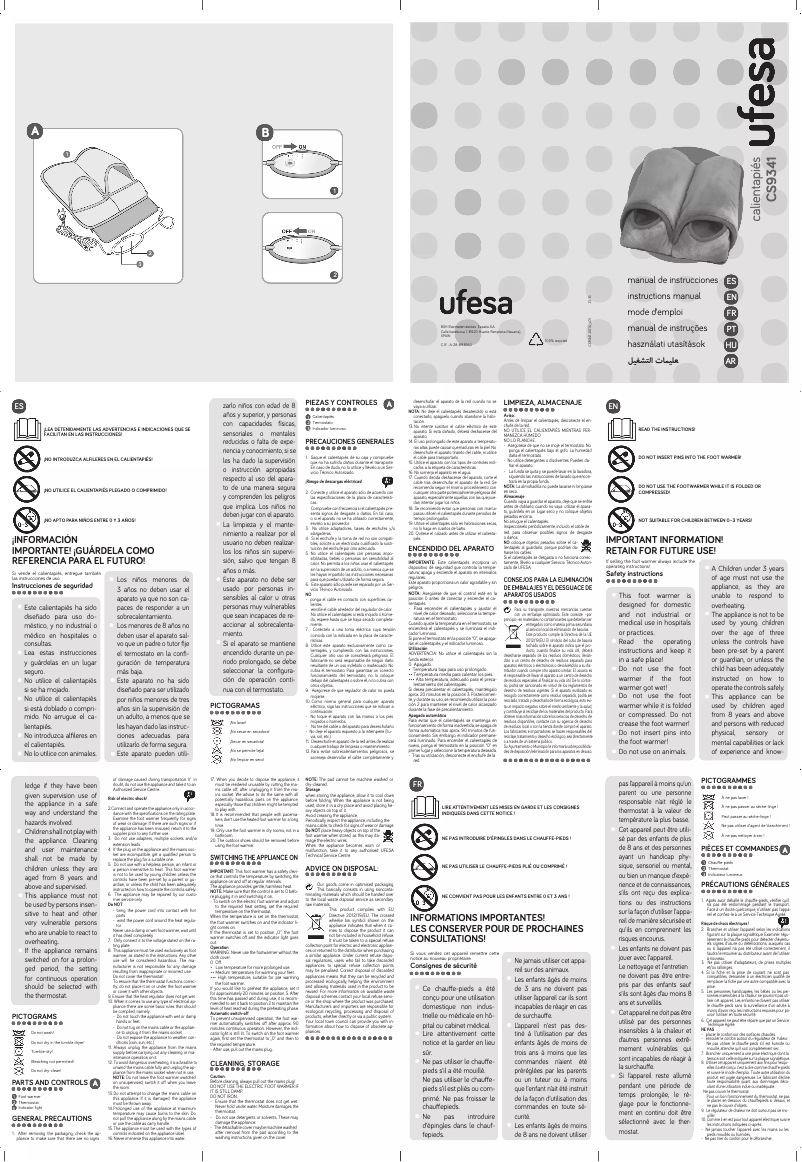 Page 1 de la notice Manuel utilisateur Ufesa CS9341