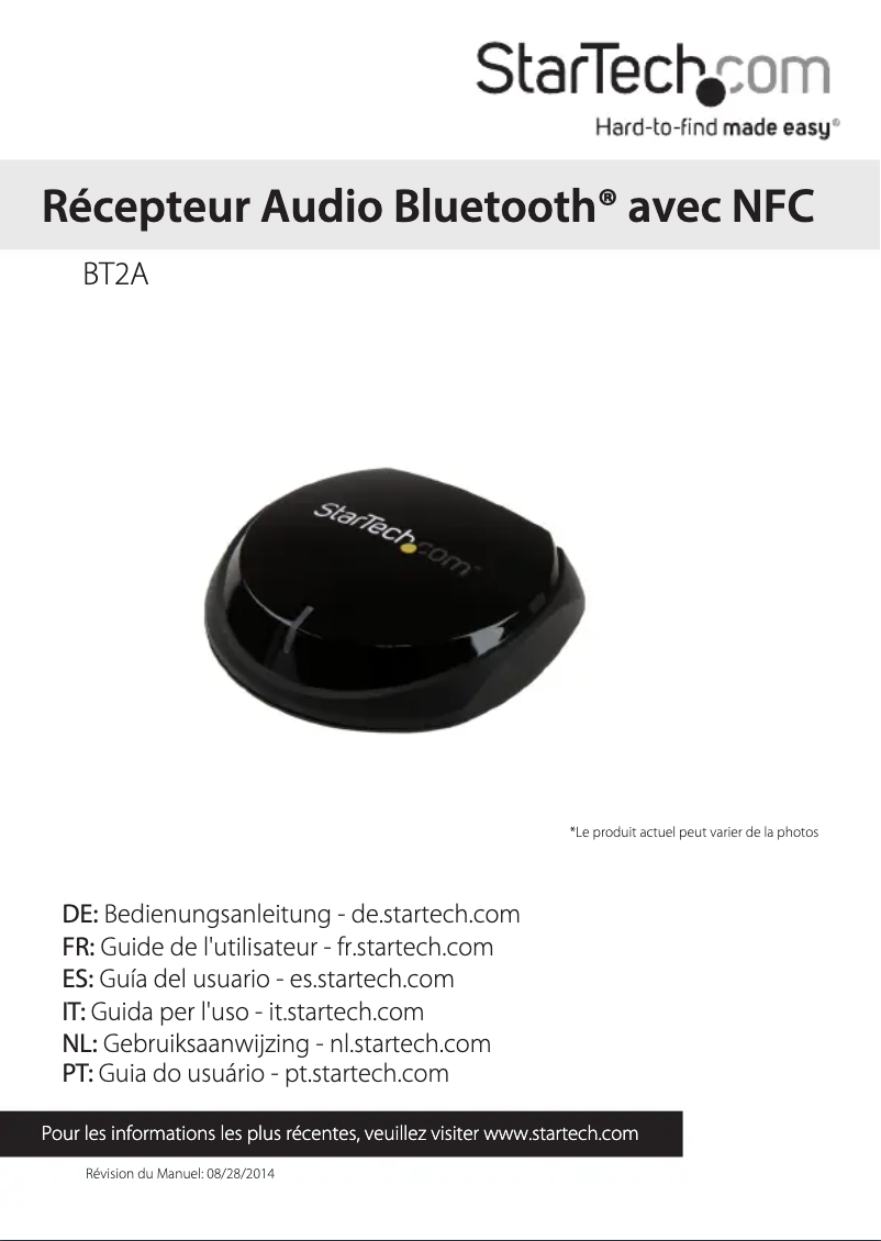 Page 1 de la notice Manuel utilisateur StarTech.com BT2A