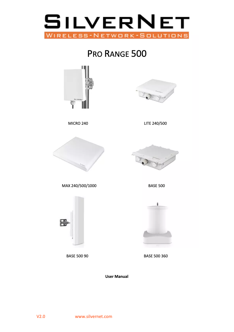 Page n°1 - Manuel utilisateur SilverNet LITE 500