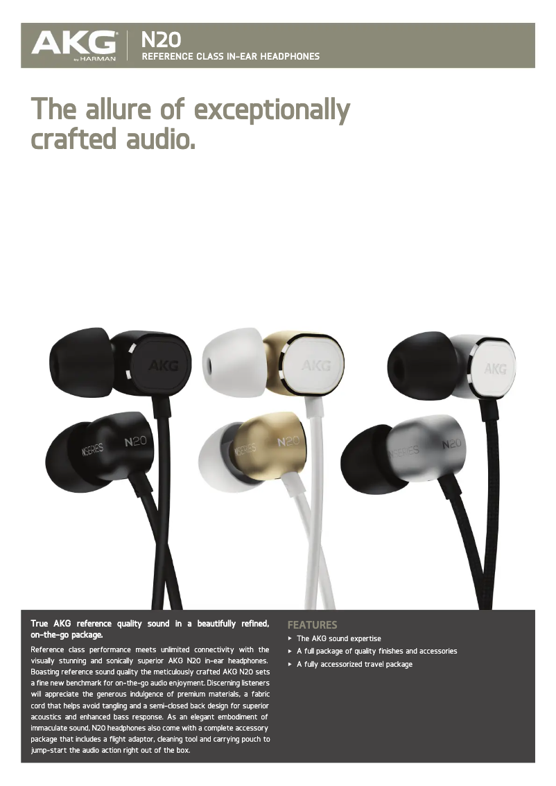 Page 1 de la notice Manuel utilisateur AKG N20