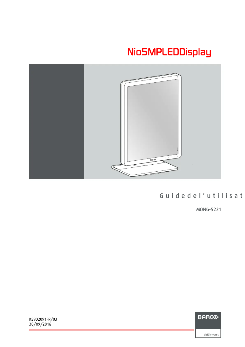 Page 1 de la notice Manuel utilisateur Barco Nio 5MP LED (MDNG-5221)