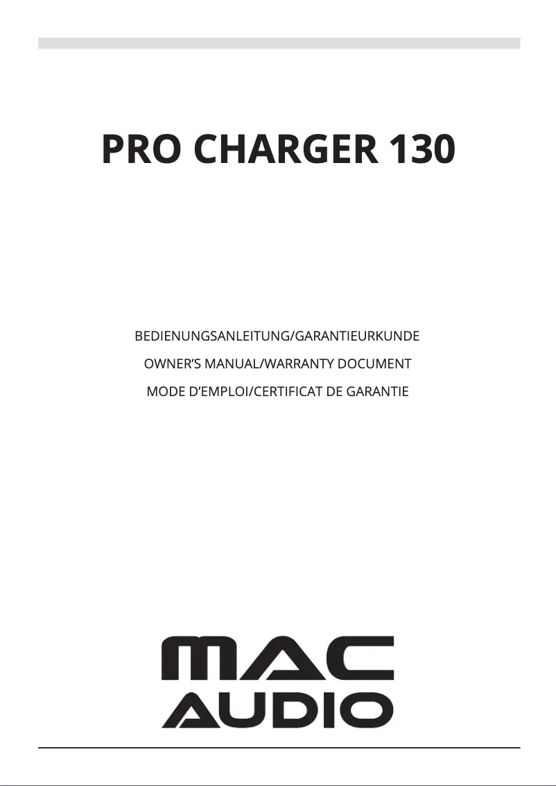 Image de la première page du manuel de l'appareil Pro Charger 130