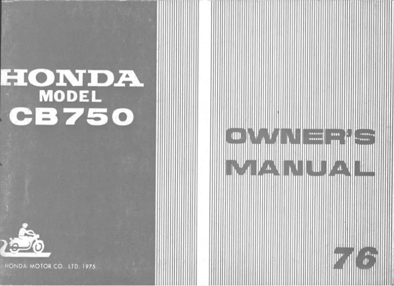 Image de la première page du manuel de l'appareil CB750 (1976)