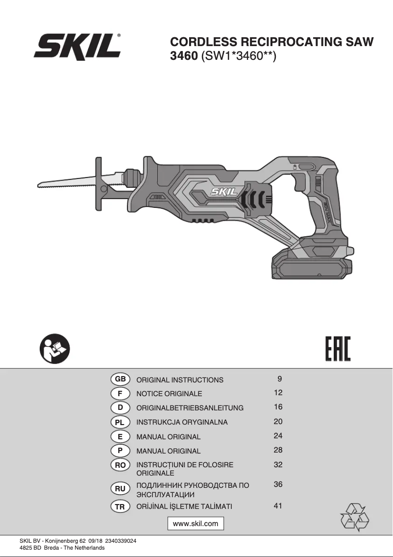 Page 1 de la notice Manuel utilisateur Skil 3460 CA