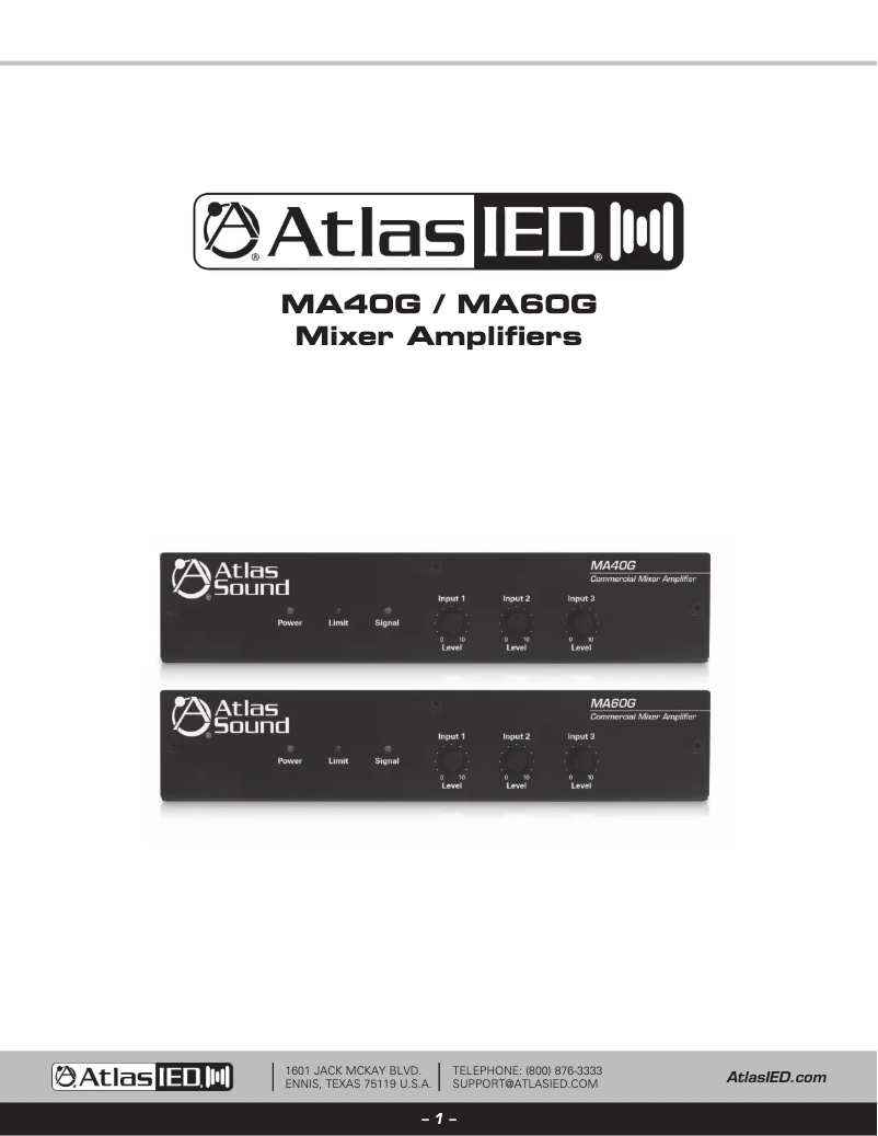 Page 1 de la notice Manuel utilisateur Atlas Sound MA60G