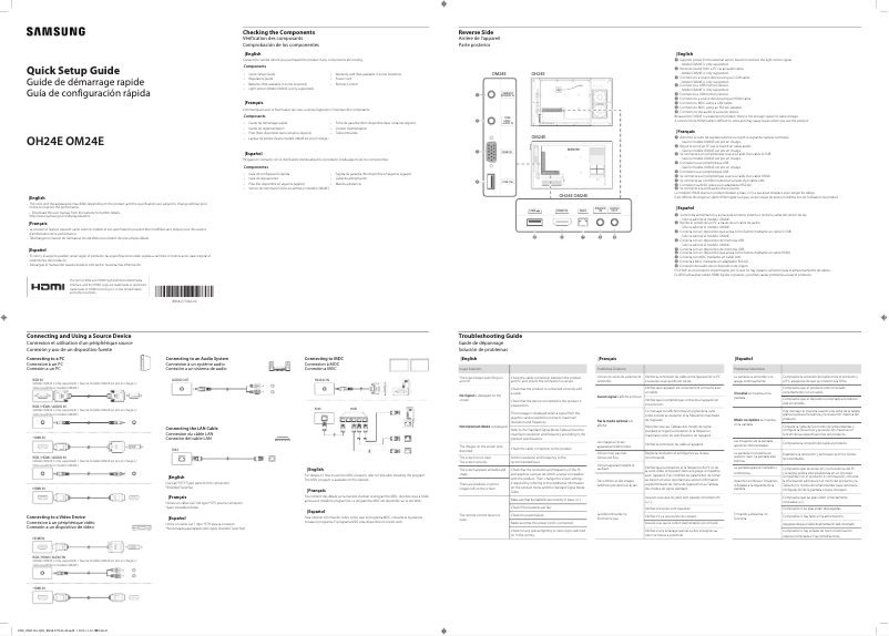 Page 1 de la notice Guide d'installation Samsung OM24E