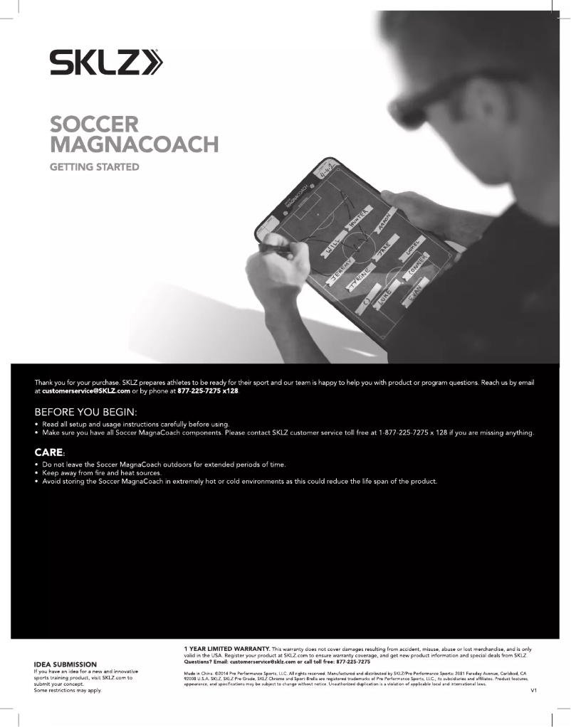 Page 1 de la notice Manuel utilisateur SKLZ MAG-SOC-001