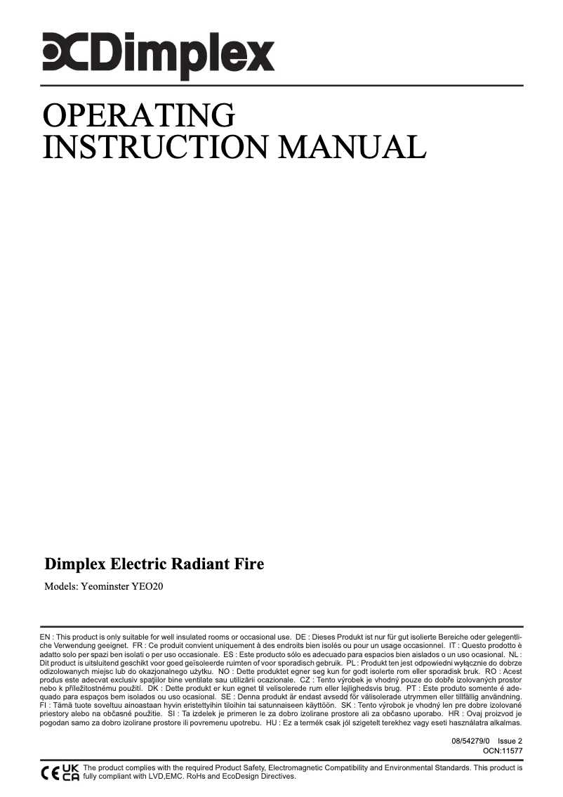 Page 1 de la notice Manuel utilisateur Dimplex YEO20E