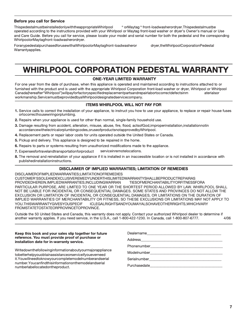 Page 1 de la notice Mode d'emploi Whirlpool XHP1000XW