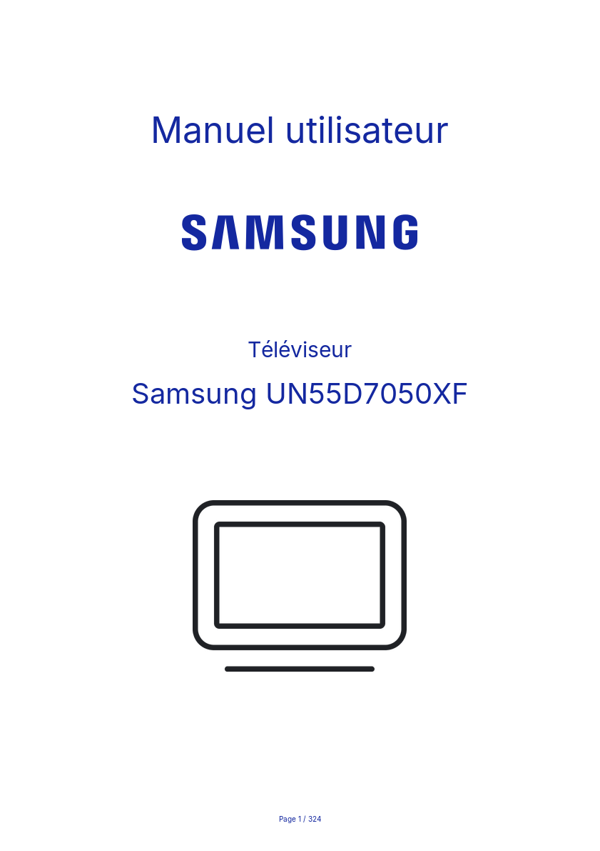 Image de la première page du manuel de l'appareil UN55D7050XF